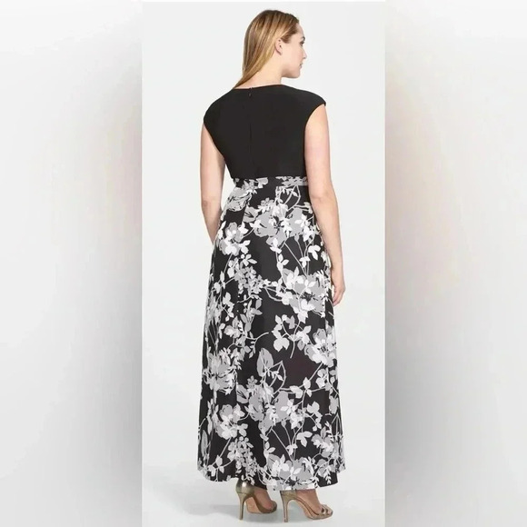 Alex Evenings Black Gray Floral Skirted Gown 8 - Picture 2 of 8